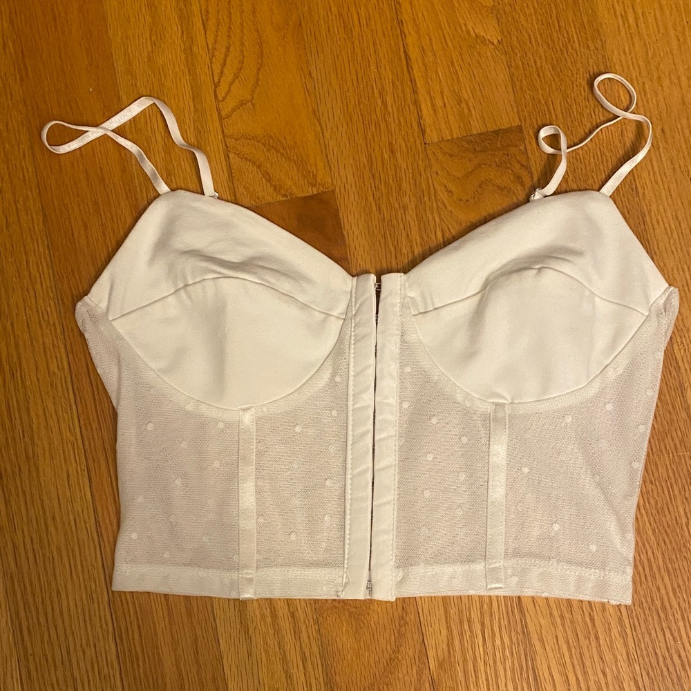 Free People White Sheer Bustier Top